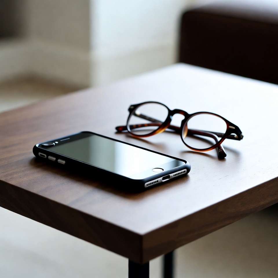 Smartphone resting face down on a clean wooden table away from distractions